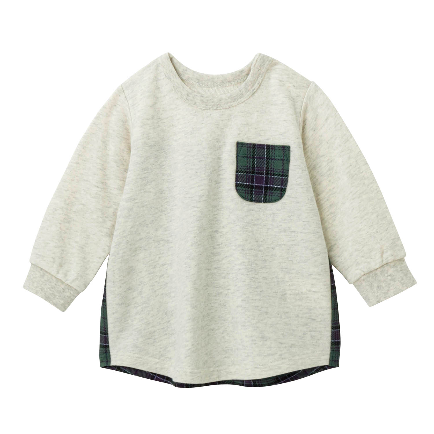 チェック切替えスウェットシャツ 【ベビー服 長袖】(ミテテ/mitete) チェック切替えスウェットシャツ 【ベビー服 長袖】(ミテテ/mitete)