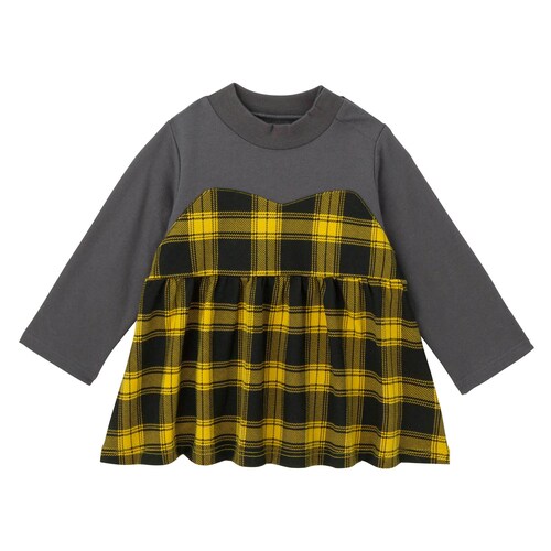 チェックビスチェドッキングスウェットシャツ 【ベビー服 長袖】