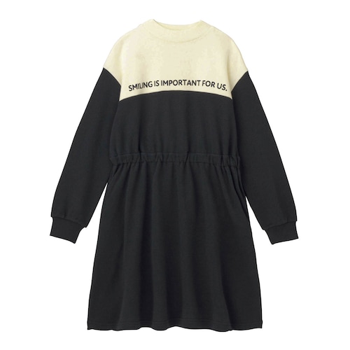 配色切替えロゴライン裏毛ワンピース 【子供服 長袖】
