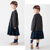 グリーン系チェック／モデル身長112cm・110サイズ着用
