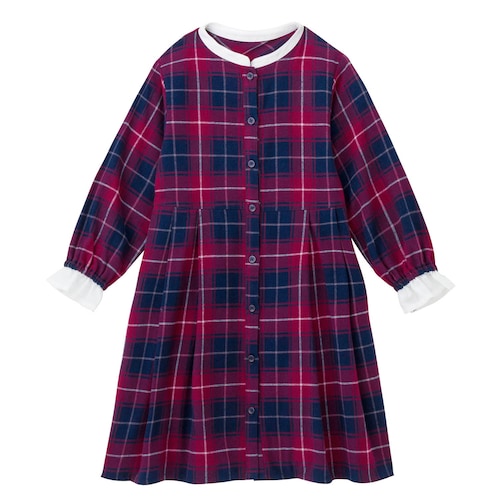 親子でリンクチェック柄バックリボンシャツワンピース 【子供服 長袖】