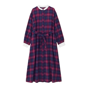 【ベルメゾン】親子でリンクチェック柄レディースロングシャツワンピース