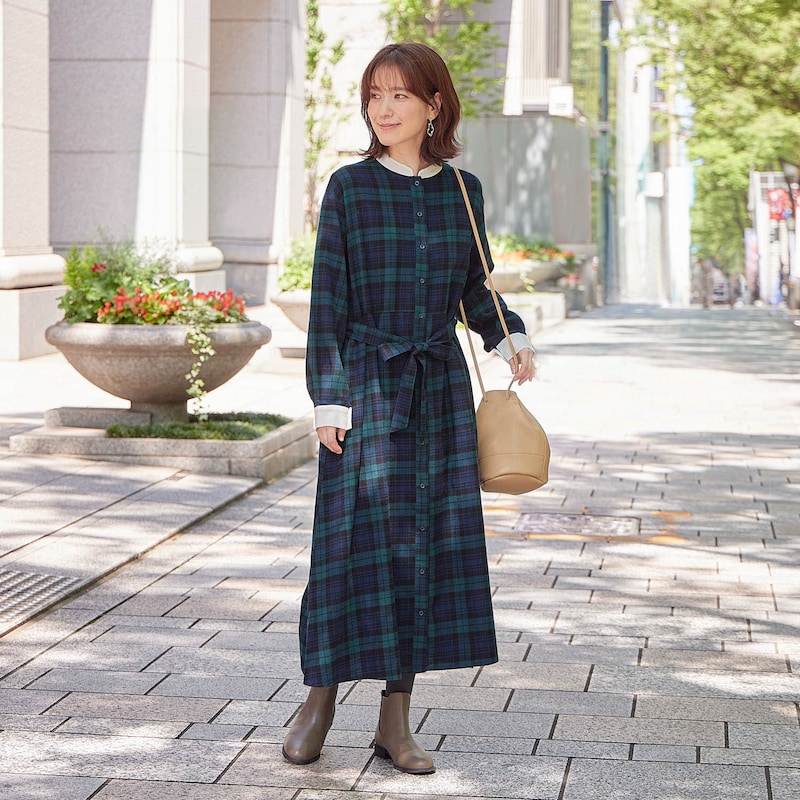 親子でリンクチェック柄レディースロングシャツワンピース｜通販の 