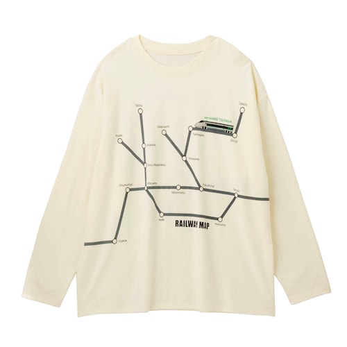 メンズつながるプリント長袖Tシャツ 「新幹線シリーズ」