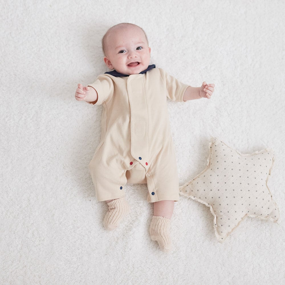 生後1か月から】お着がえラクチン！セーラー襟ワンタッチテープ留め七