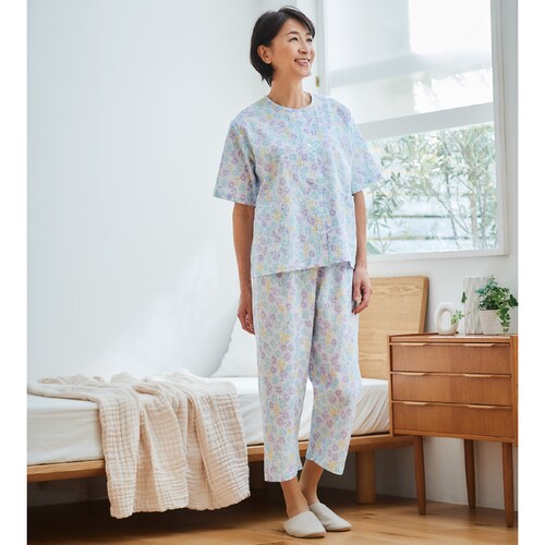 日本製 楊柳パジャマ（婦人）マーガレット柄半袖