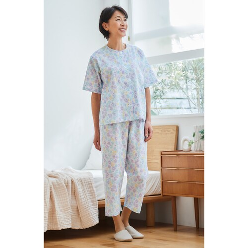 日本製 楊柳パジャマ（婦人）マーガレット柄半袖
