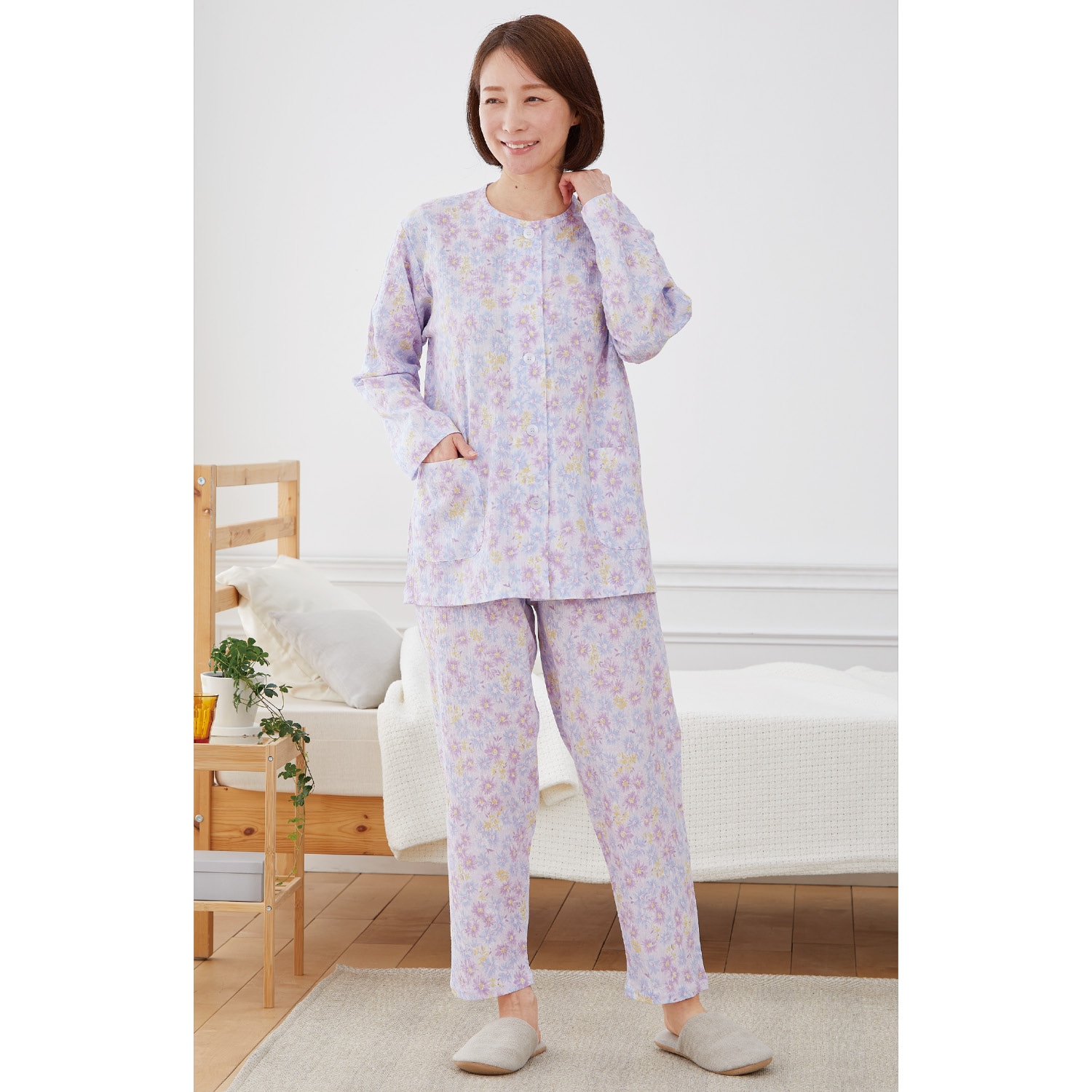 新品未開封 着心地良いです▪️ベルメゾン▪️楊柳　柔らかなネイビーのパジャマ