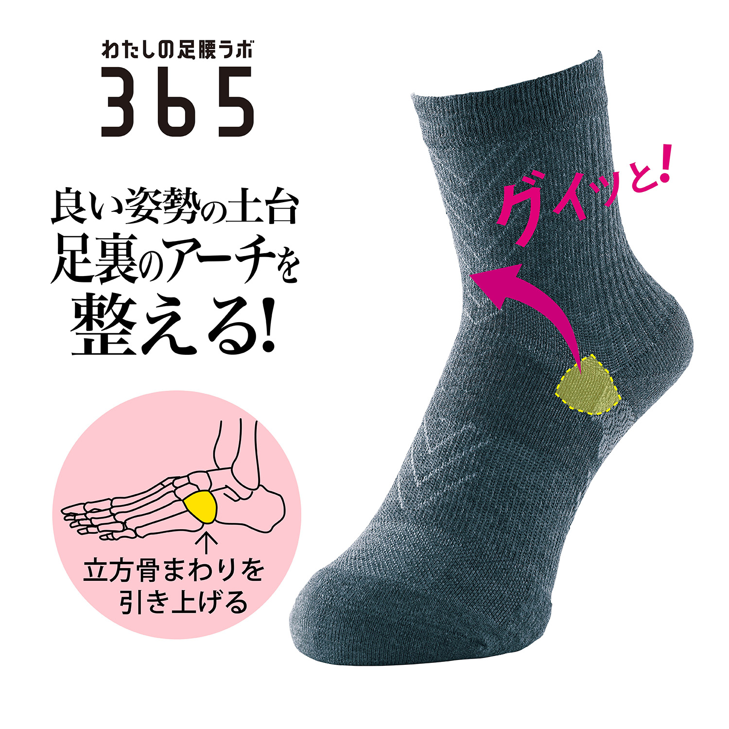 【わたしの足腰ラボ365】【人気定番カラーの黒を追加】 柔道整復師さんとつくった足裏をサポートするソックス 【わたしの足腰ラボ365】【人気定番カラーの黒を追加】 柔道整復師さんとつくった足裏をサポートするソックス