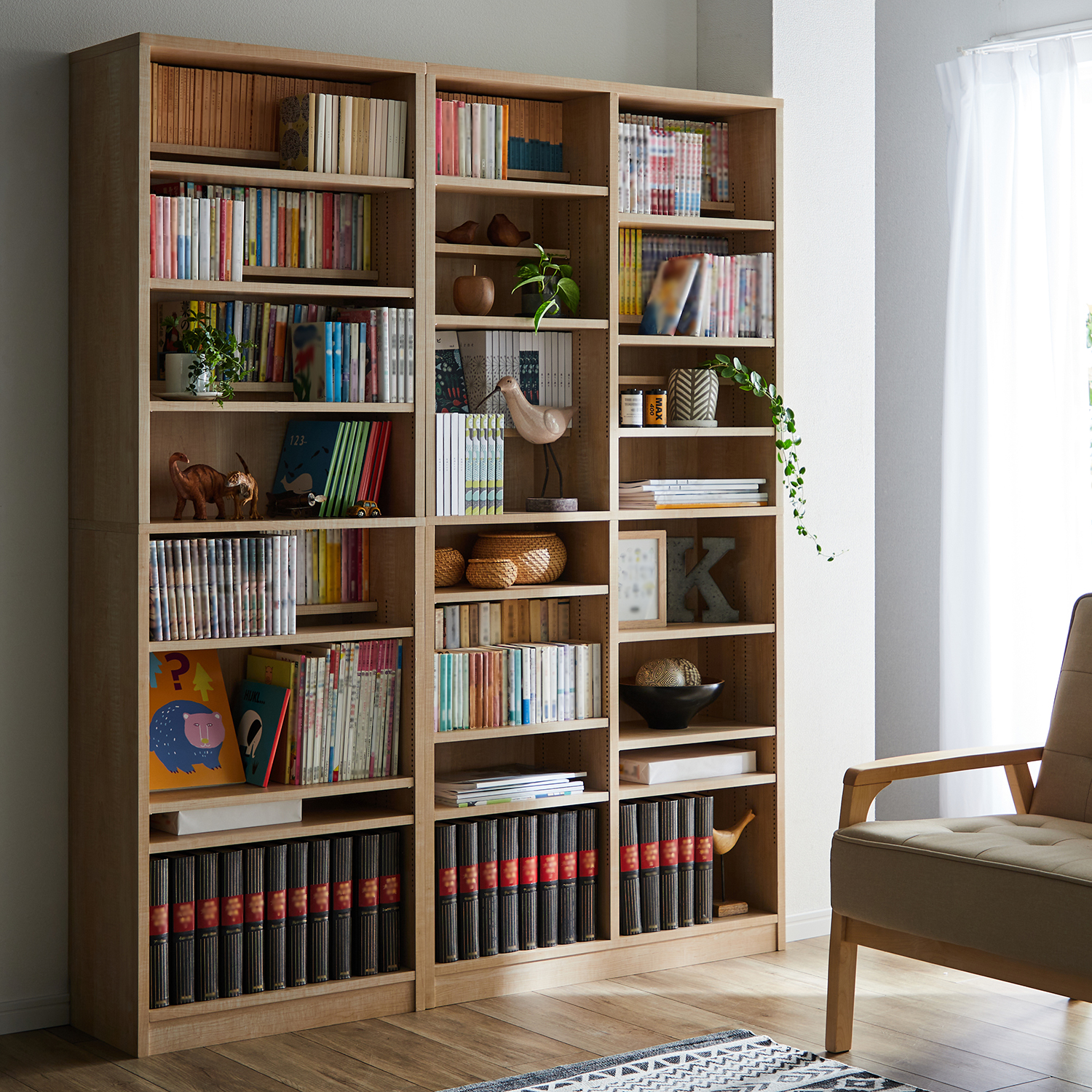 【ベルメゾン】1cmピッチで可動出来るダブル棚板本棚 【ベルメゾン】1cmピッチで可動出来るダブル棚板本棚