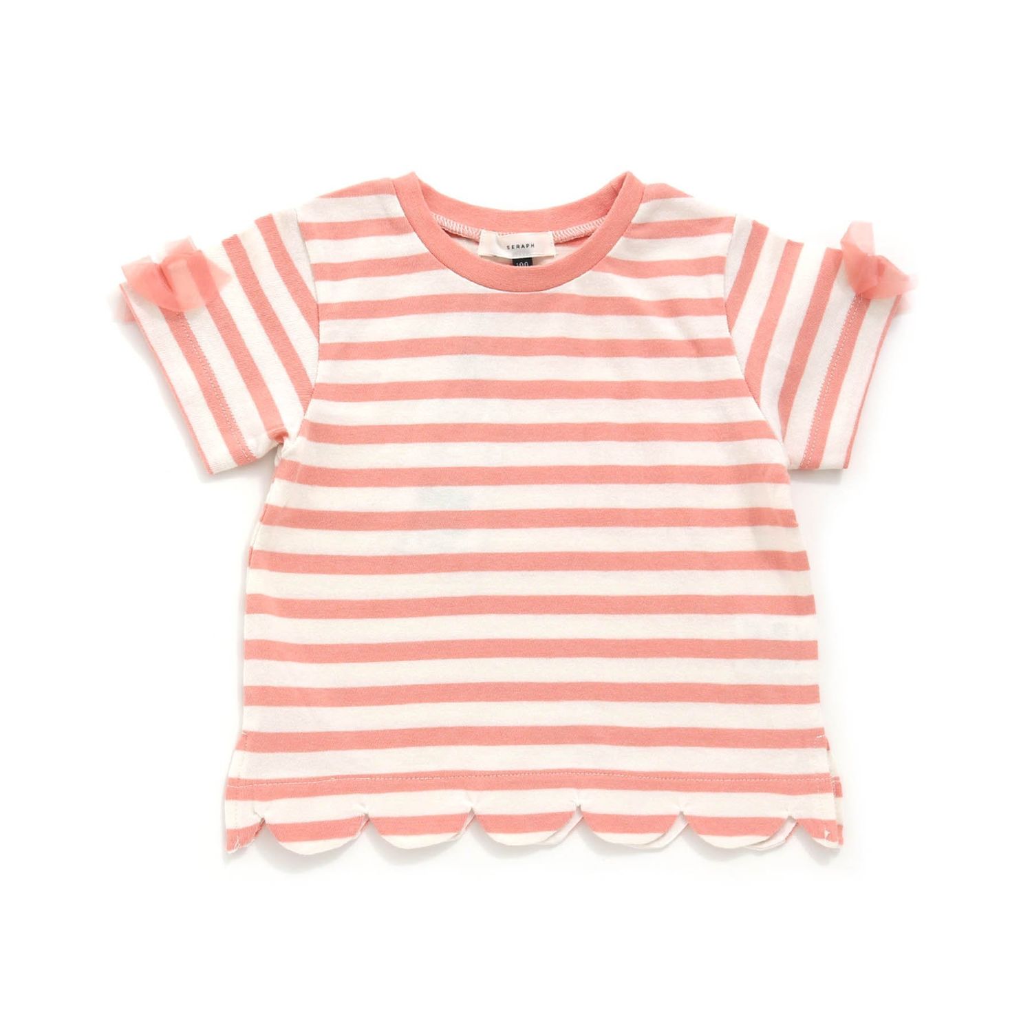 スカラップボーダー半袖Tシャツ【子供服】（子供服 Tシャツ/カットソー