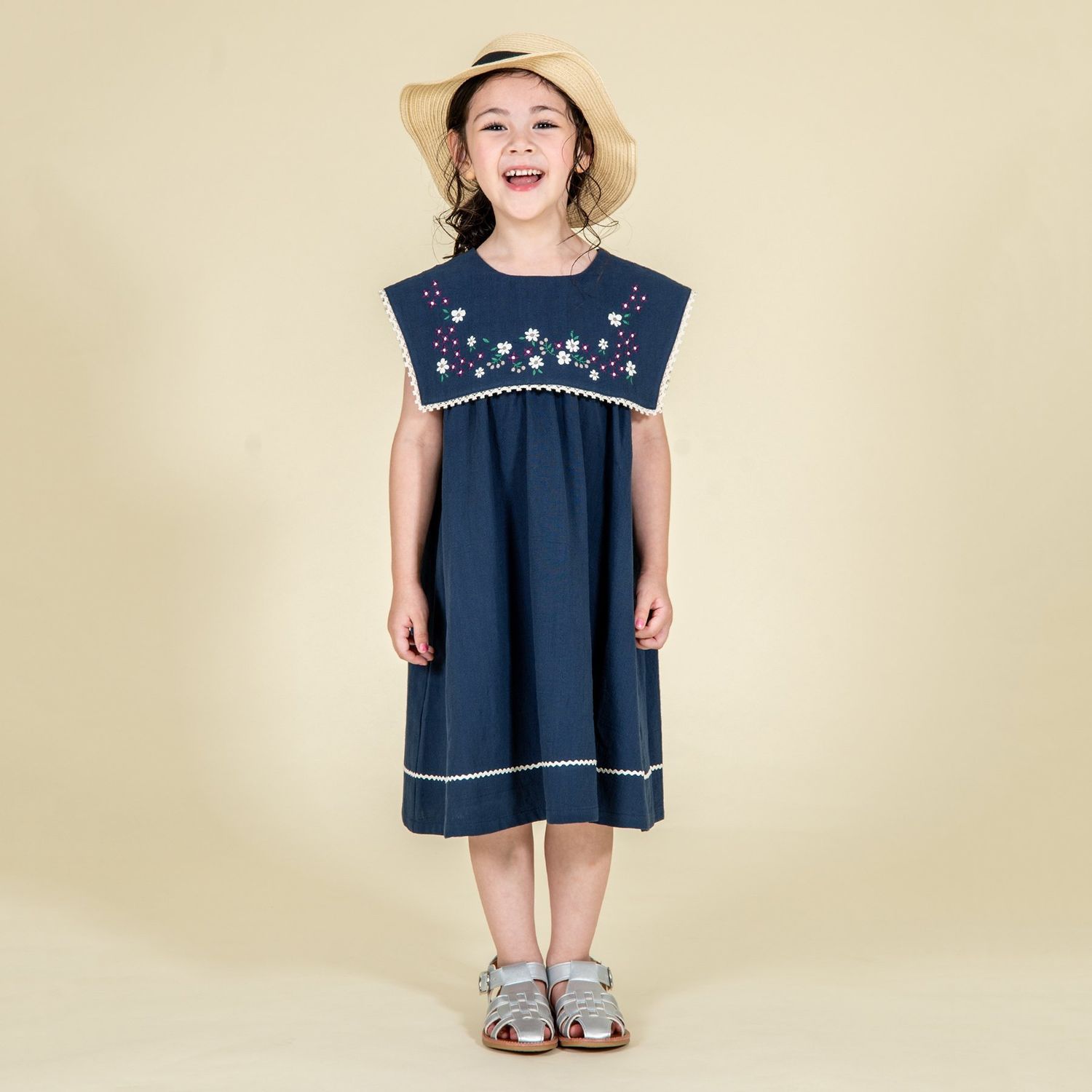 2way刺繍セーラーカラーワンピース【子供服】（子供服 ワンピース