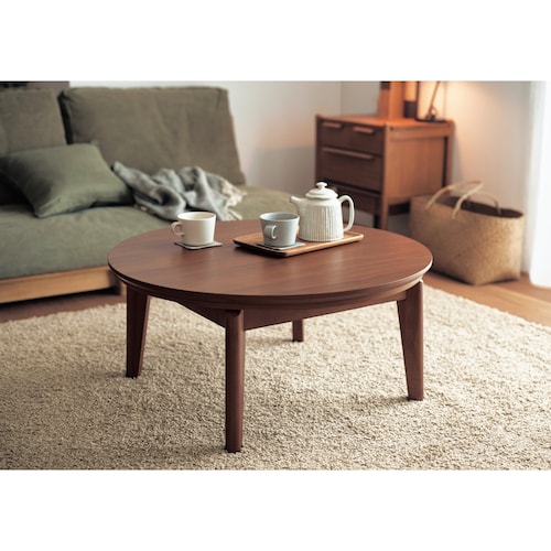 【在庫限りのお買得】 年中使える円形こたつテーブル ＜直径80cm＞【デザインにこだわり】