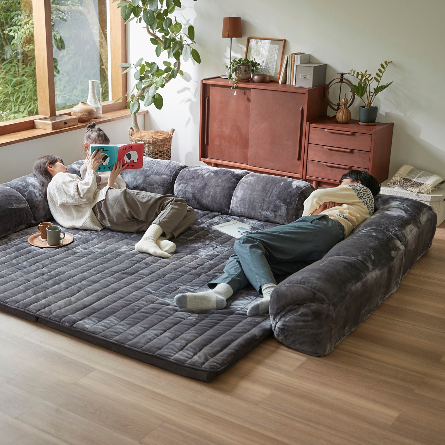 新品 ベルメゾン あったかなめらかなカバーが洗えるコーナーローソファーセット あったかなめらかなカバーが洗えるダブルコーナーローソファー