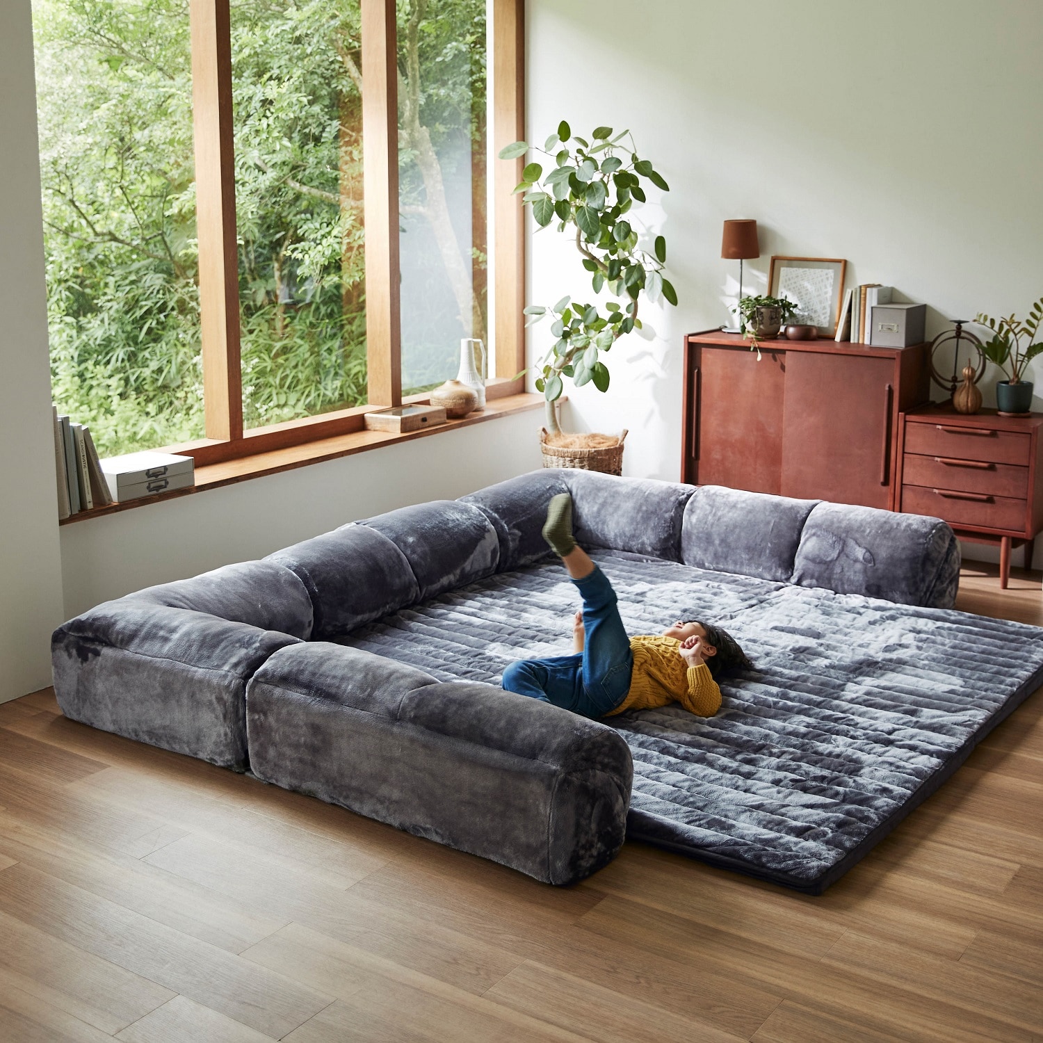 ベルメゾン　 ダブルコーナーローソファー セット あったかなめらかなダブルコーナークッションセット(ロー