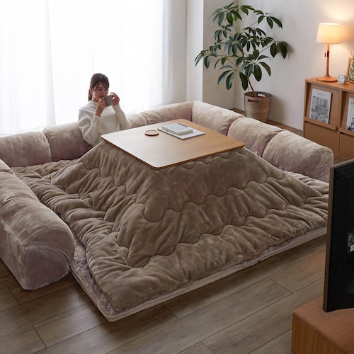 あったかなめらかなカバーが洗えるダブルコーナーローソファーセット 【幸せホルモンが出る肌触り】（グータラグ/Guutarug）