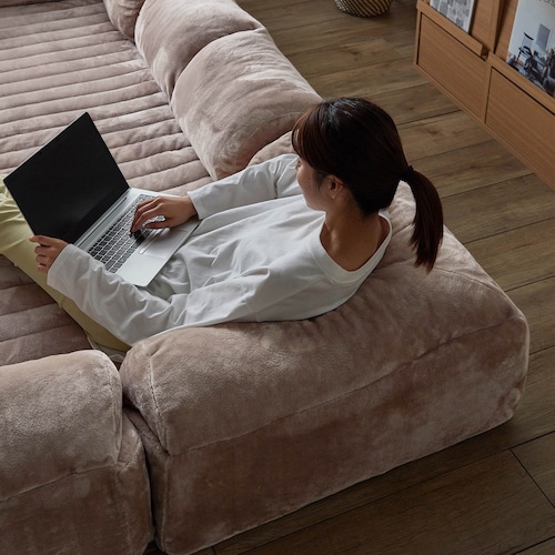 あったかなめらかなカバーが洗えるダブルコーナーローソファーセット 【幸せホルモンが出る肌触り】（グータラグ/Guutarug）