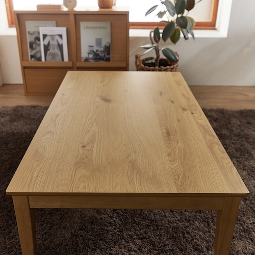 節ありオーク材の薄型こたつテーブル ＜幅75／105／120／150cm＞