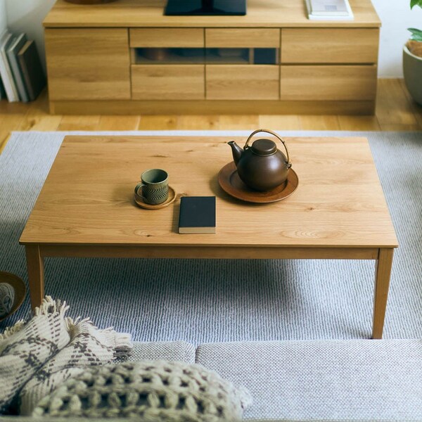 【ベルメゾン】節ありオーク材の薄型こたつテーブル