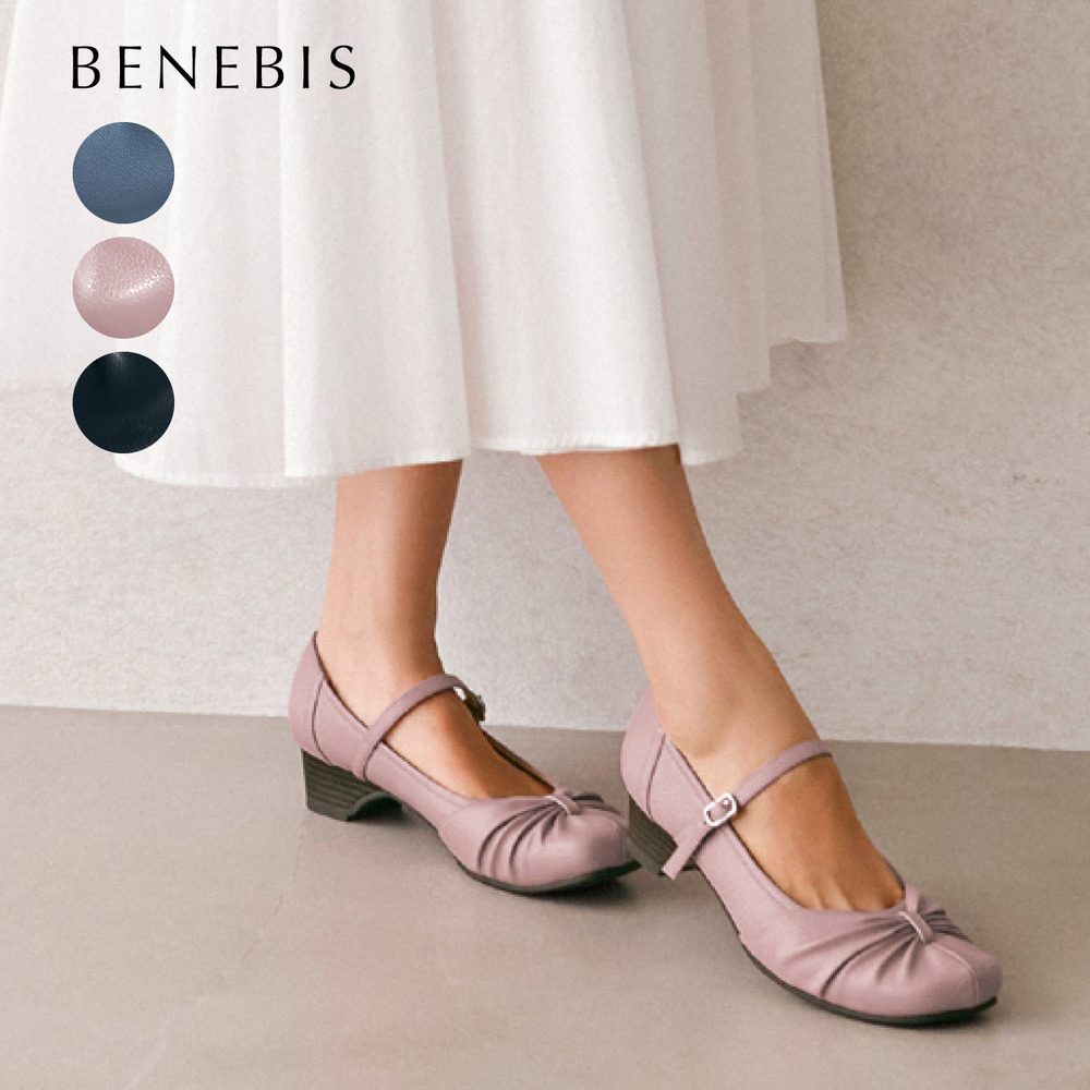 【ベネビス/BENEBIS】オブリークトウギャザーパンプス