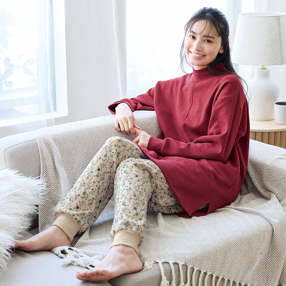 チュニック　パジャマ　長袖 ふっくら綿混あったか裏起毛チュニックパジャマ(エブリデイファン