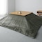 ベージュ×カーキ／正方形　※天板サイズ約75×75cmのこたつを使用