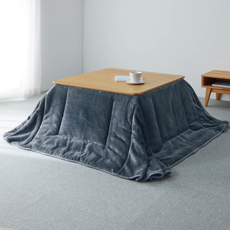 チャコール／省スペース正方形　※天板サイズ約75×75cmのこたつを使用