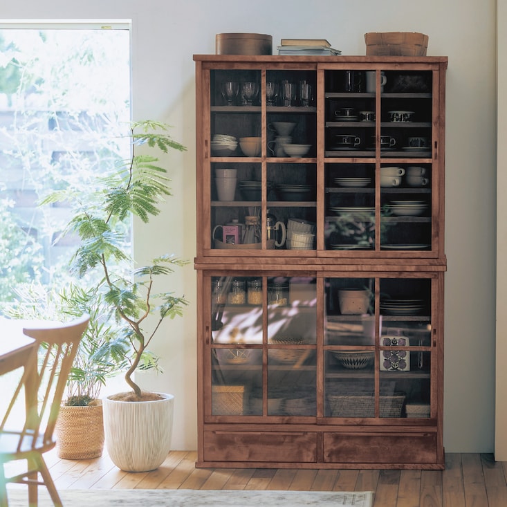 あたらしくて懐かしい。水屋箪笥風引戸キャビネット ＜幅80／幅110cm＞