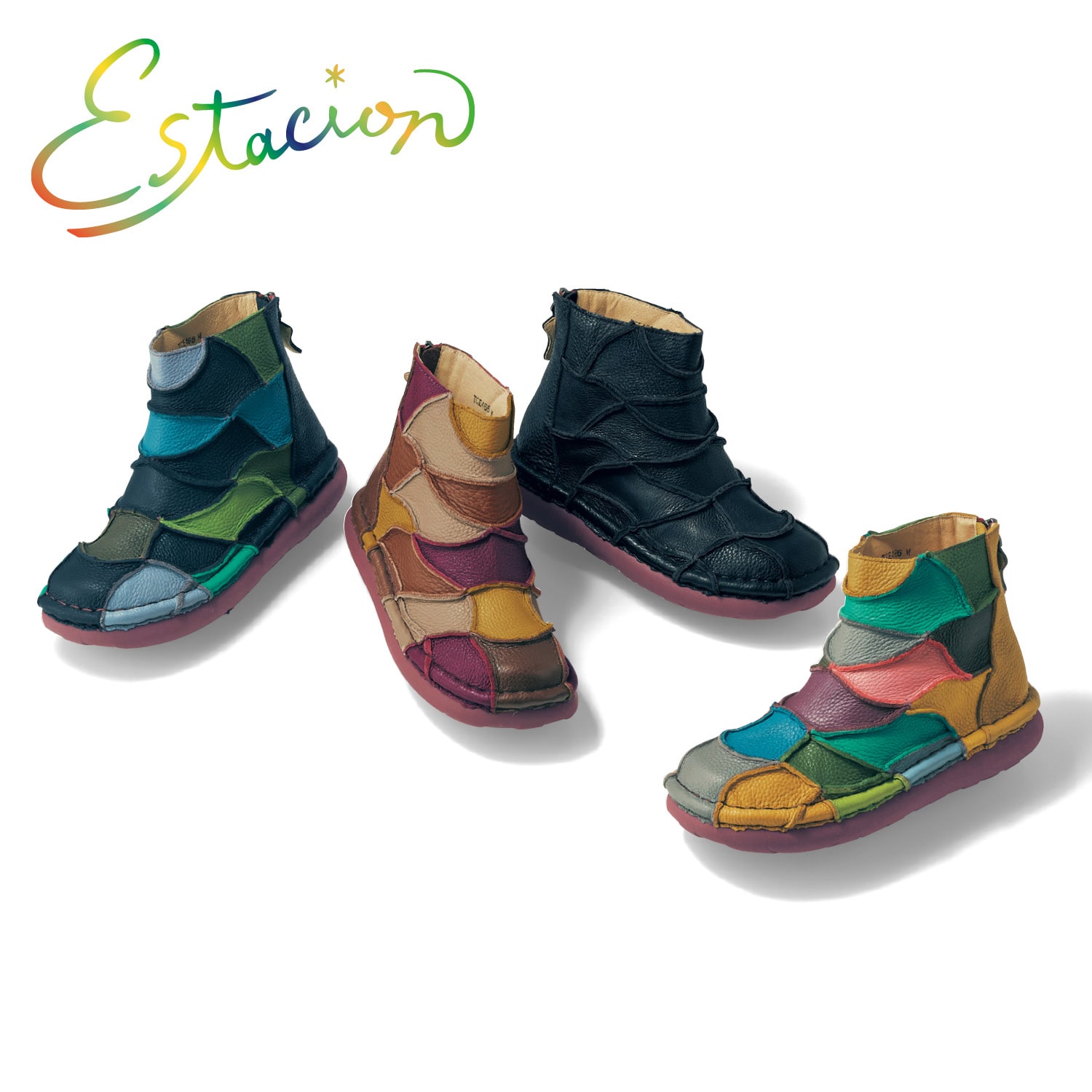 【エスタシオン/Estacion】アートのような本革パッチワークブーツ画像