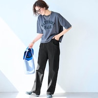 モデル身長168cm／M・股下70cm ※写真は撮影用のため股下+6cmになります。ブラック着用