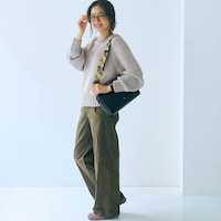 モデル身長169cm／M・股下70cm※写真は撮影用のため股下+6cmになります。カーキ着用