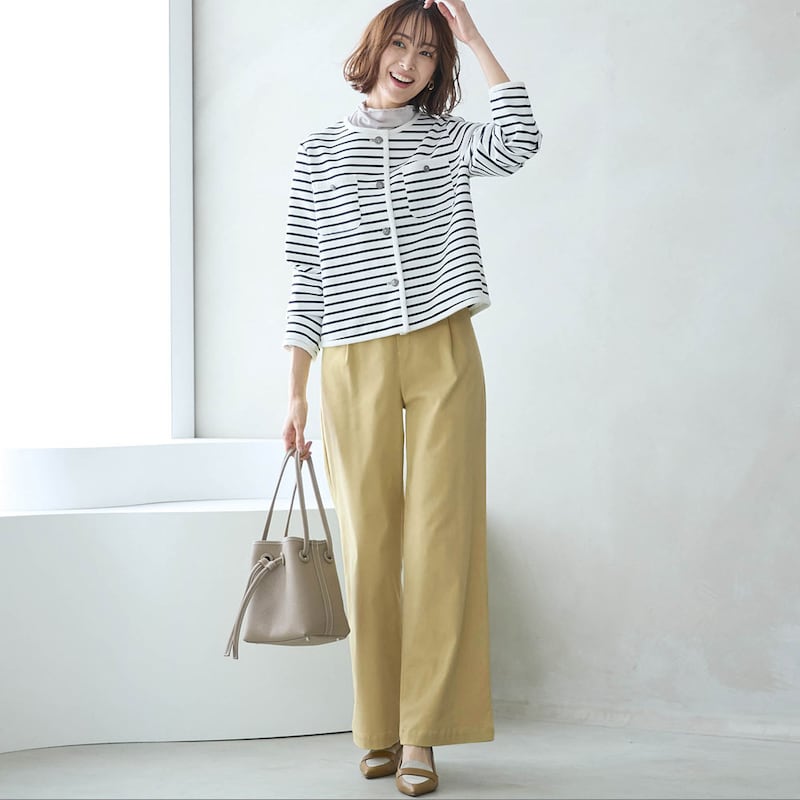 モデル身長169cm／M・股下70cm ※写真は撮影用のため股下+6cmになります。