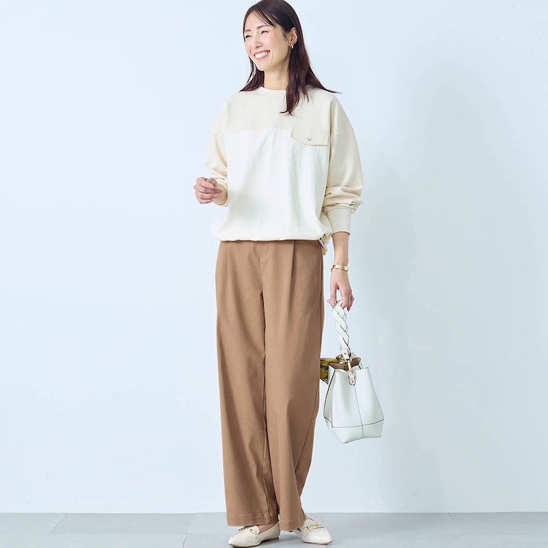 モデル身長173cm／M・股下70cm ※写真は撮影用のため股下+6cmになります。