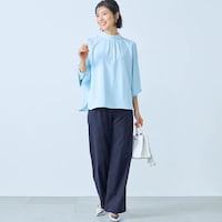 モデル身長168cm／M・股下70cm ※写真は撮影用のため股下+6cmになります。ネイビー着用