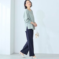 モデル身長168cm／M・股下70cm ※写真は撮影用のため股下+6cmになります。ネイビー着用