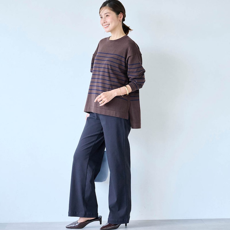 モデル身長168cm／M・股下70cm ※写真は撮影用のため股下+6cmになります。