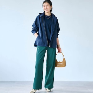 モデル身長168cm／M・股下70cm ※写真は撮影用のため股下+6cmになります。グリーン着用