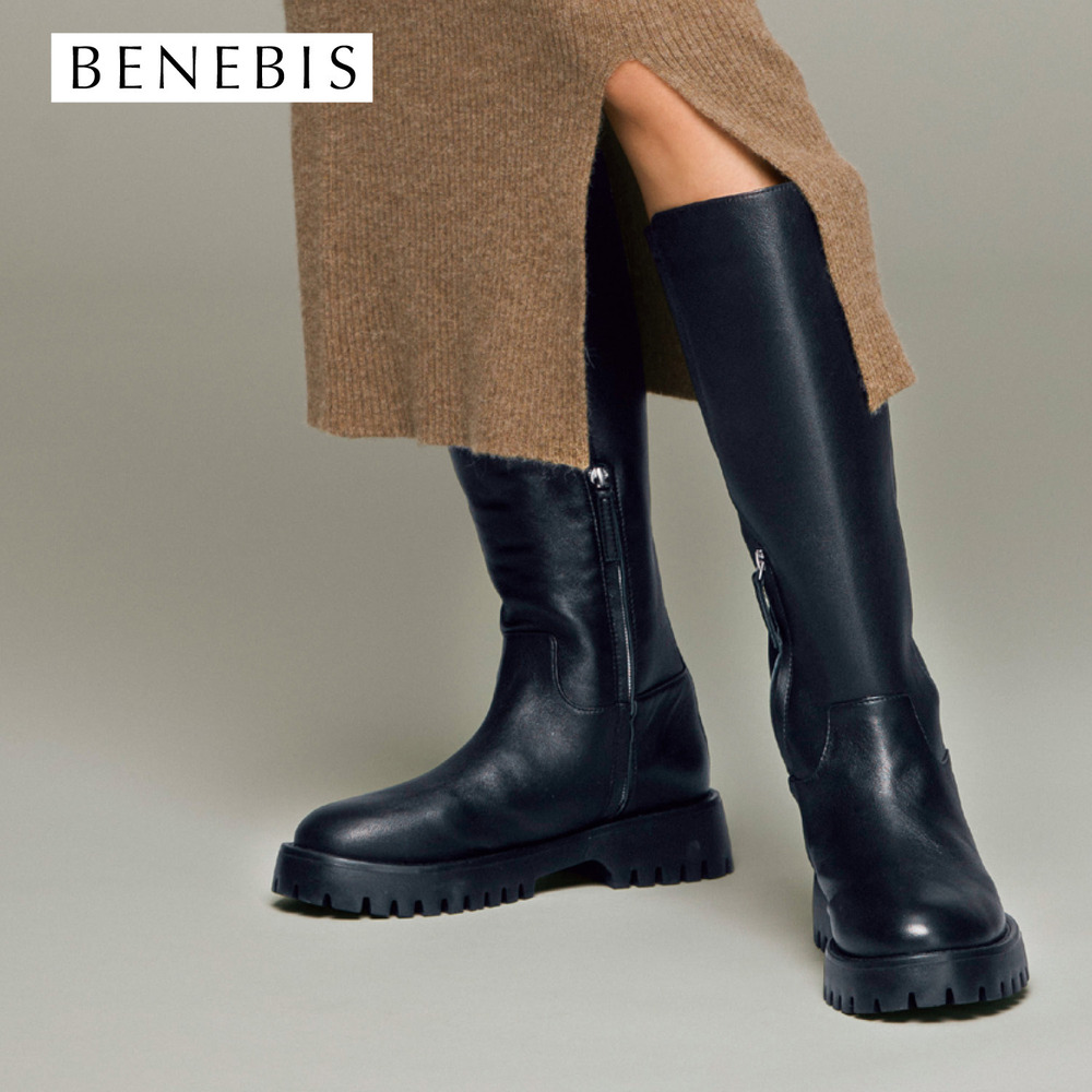 【ベネビス/BENEBIS】本革軽量厚底ソフトロングブーツ