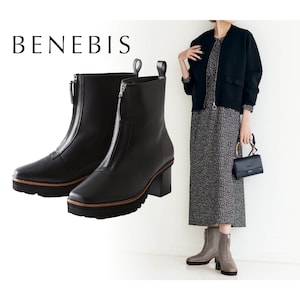 【ベネビス/BENEBIS】本革軽量厚底ショートブーツ