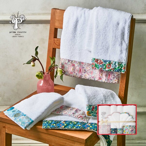 【prima rosette using by LIBERTY FABRICS】【在庫限りのお買得】 LIBERTYFABRICSバス・フェイス・ミニ タオル各2枚