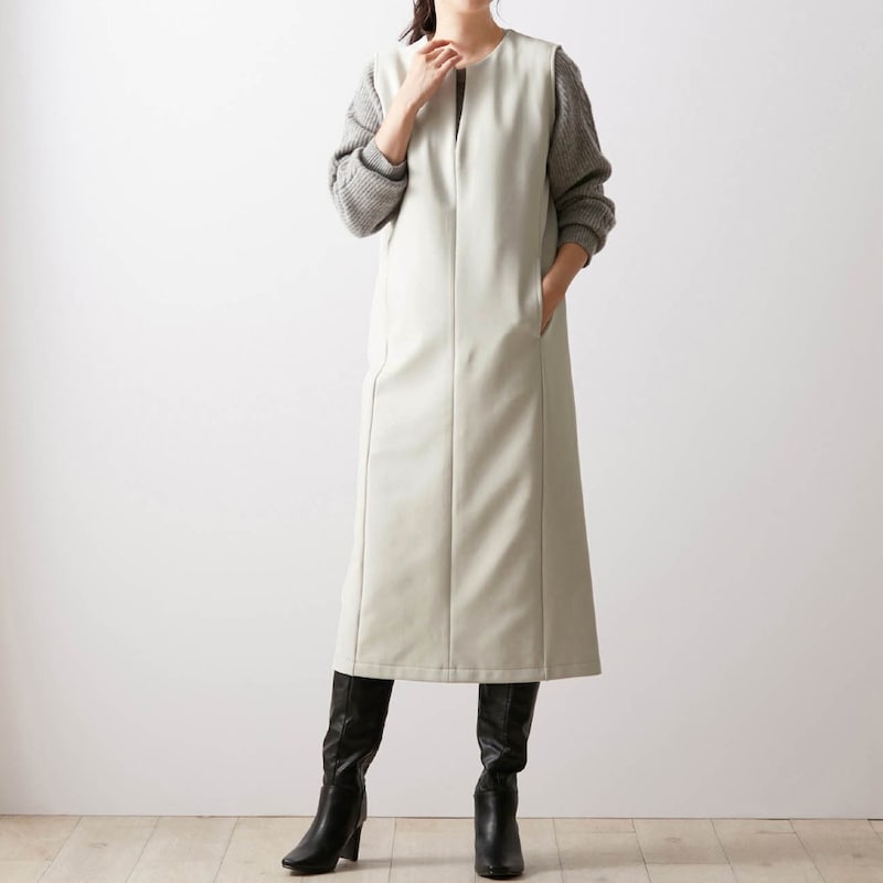 モデル身長168cm／M　※写真は撮影用のため身丈+7cmになります。