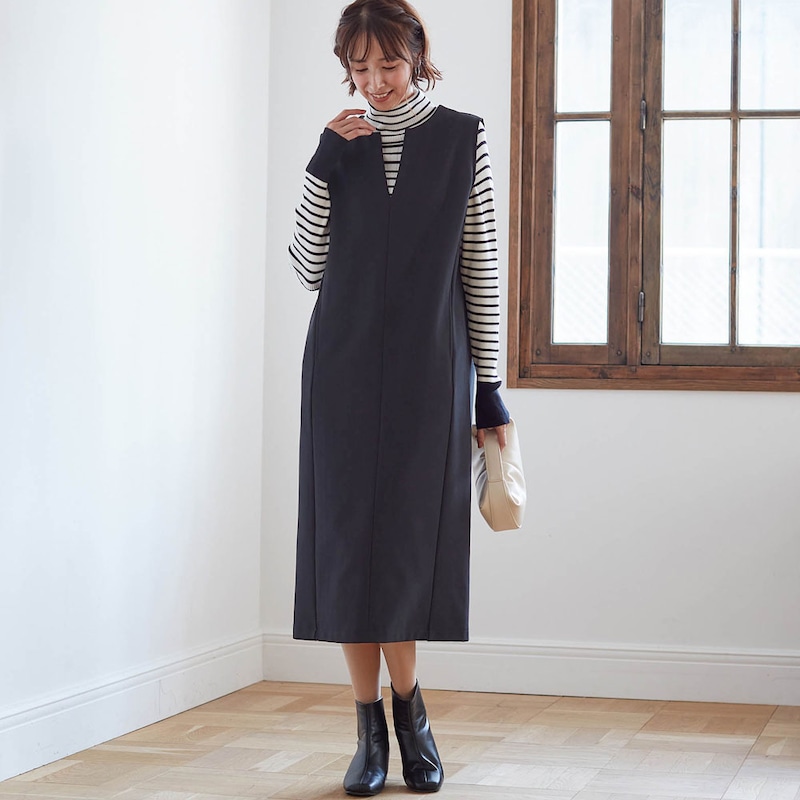 モデル身長169cm／M ※写真は撮影用のため身丈+7cmになります。