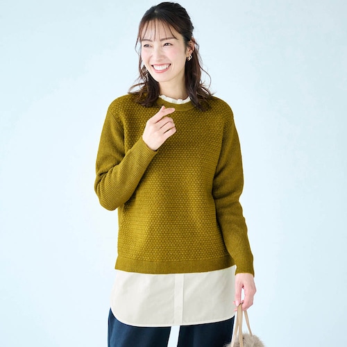 シャツレイヤード風ニット