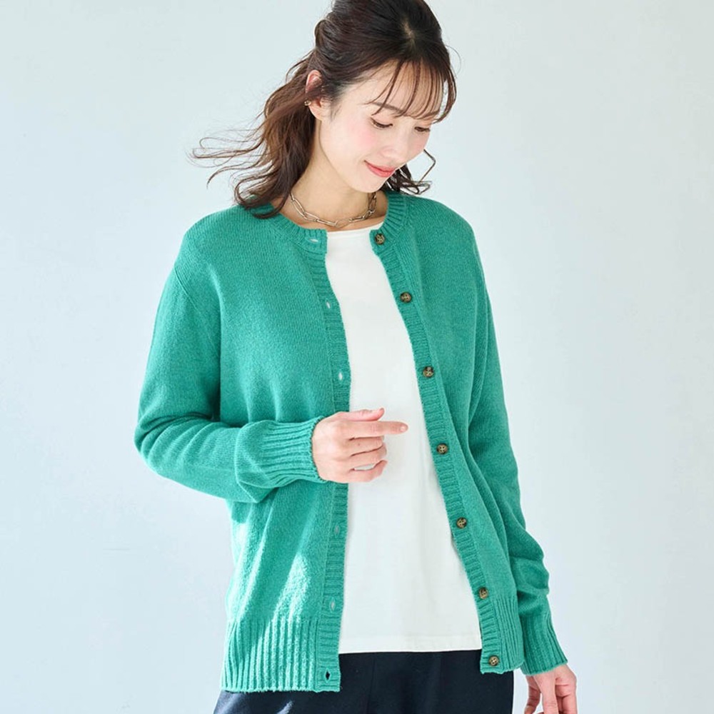 【花笑むとき/hana emu toki】ウール混きれい色カーディガン[日本製]