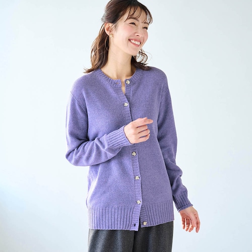 ウール混きれい色カーディガン［日本製］