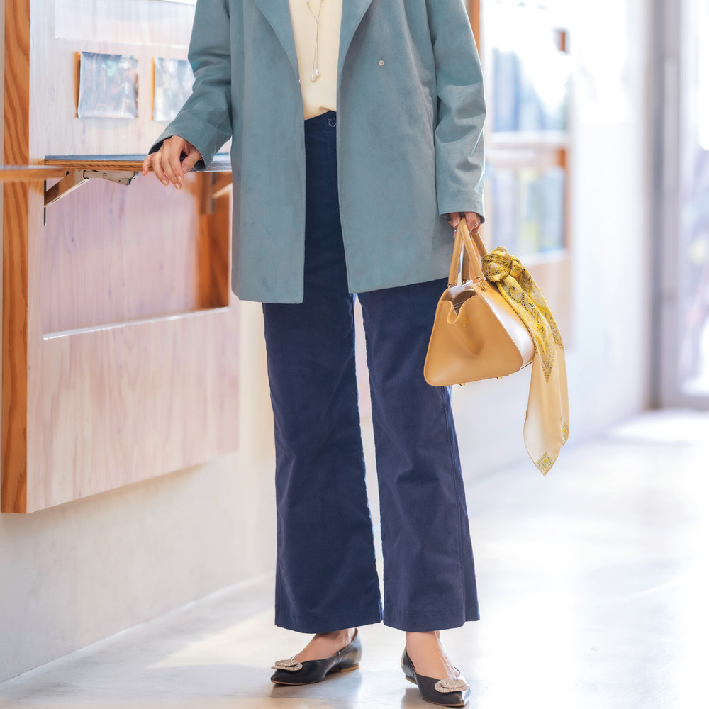 【花笑むとき/hana emu toki】綿混コーデュロイワイドパンツ(丈が選べる)