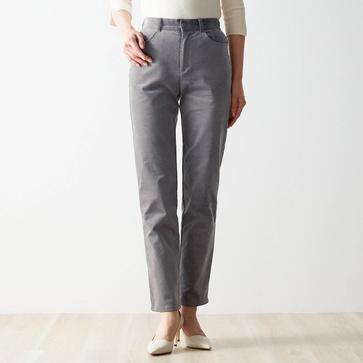 【花笑むとき/hana emu toki】綿混コーデュロイテーパードパンツ(丈が選べる)