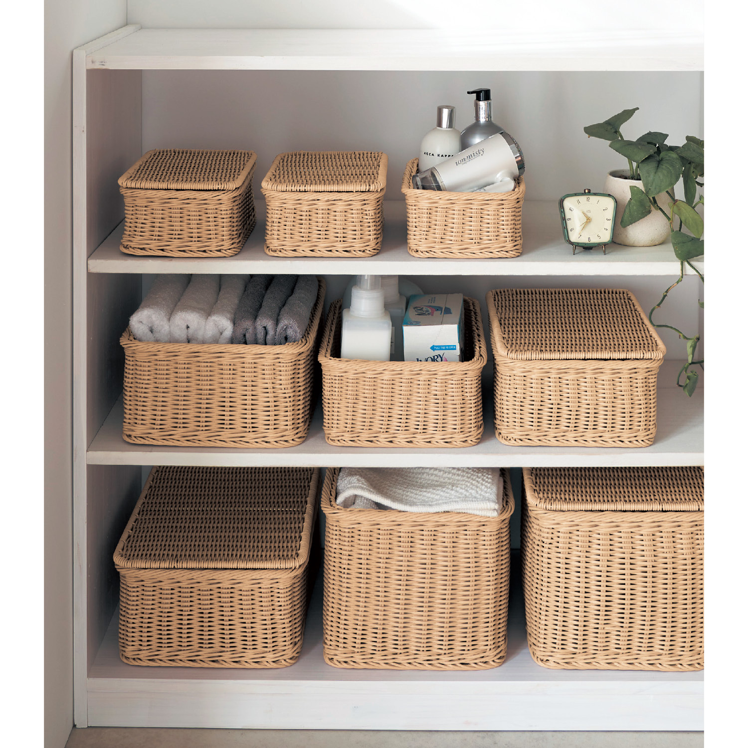 【BELLE MAISON DAYS】洗えるラタン調収納バスケット【ナチュラル】 【選べる4サイズ/フタ有無】 【BELLE MAISON DAYS】洗えるラタン調収納バスケット【ナチュラル】 【選べる4サイズ/フタ有無】