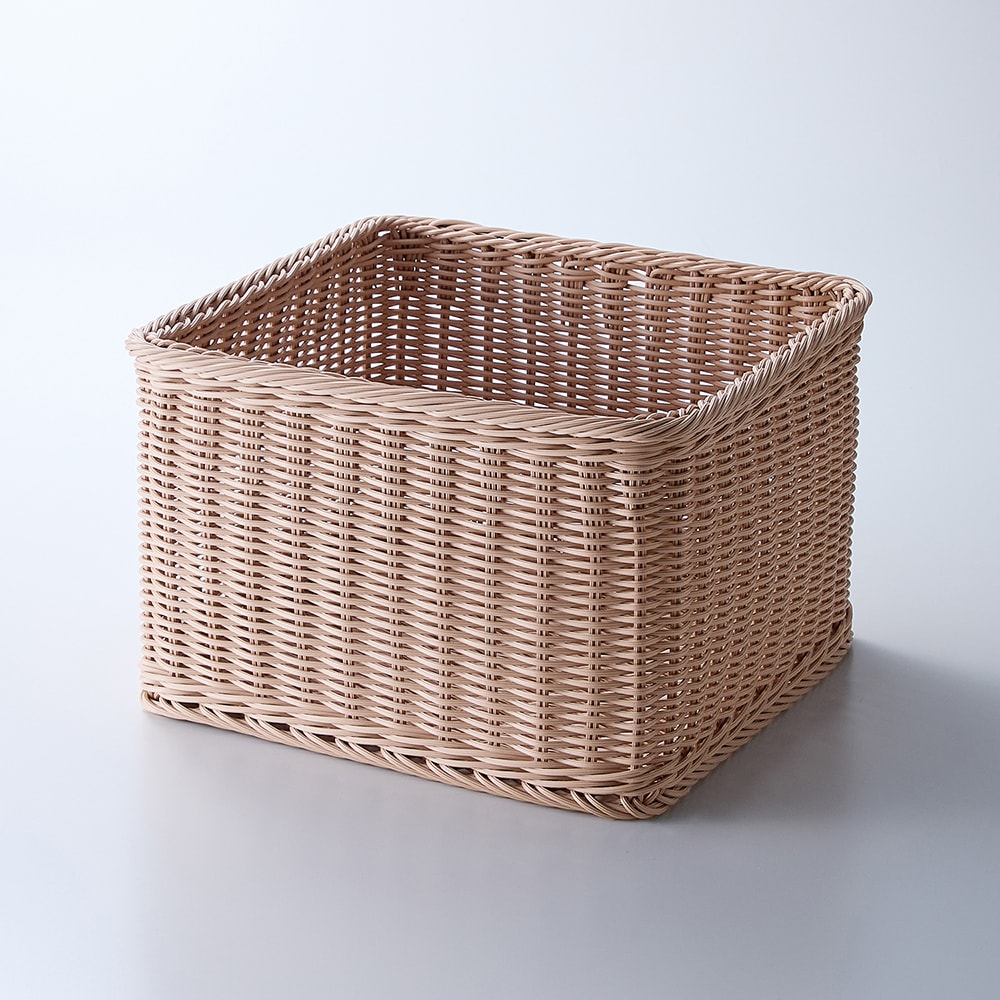 洗えるラタン調収納バスケット【ナチュラル】 【選べる4サイズ/フタ