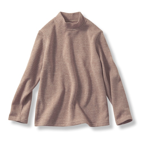 [機能素材であたたかい] エアロモア裏起毛ボーダープルオーバー（日本製）